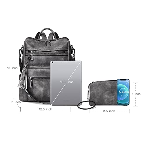 Image of Shrrie Vegan Leather Backpack Purse for Women with Adjustable Shoulder Bag | Water Resistant Fashion Designer Travel Backpack,Convertible Shoulder Bag with Wristlet,College Work