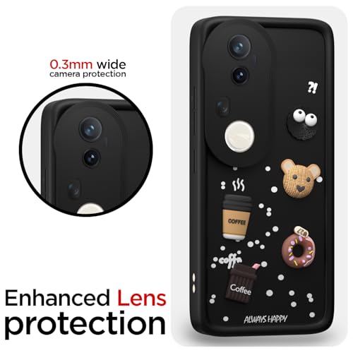 Image of Pikkme Back Cover for Vivo T4 Ultra 5G | Cute Fun Cartoon 3D Bear Silicone Full Body Protection Bumper Case (Black)