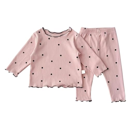 Teen Girls Cotton 𝐏a𝐣ama Set Ruffle Trim 𝐏ajamas Long Sleeve Blouse and Pants Loung𝐞wear Kids Polka Dot 𝐒leepwear