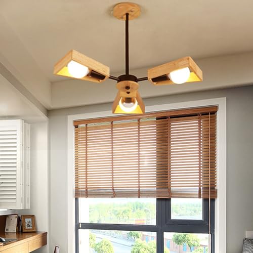 Lámpara colgante de comedor de madera sobre mesa alargada ideal para cenas acogedoras 8