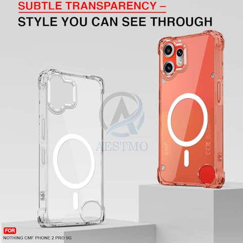 Image of AESTMO Clear Back Cover for CMF Phone 2 Pro 5G | 360 Protection | Transparent Back Cover (PC + TPU, Compatible with MagSafe Accessories, Transparent Bumper)