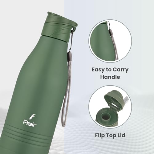 Image of FLAIR Champ DX 1100 ml Stainless Steel Water Bottle - Green | BIS Certified & ISI Marked | SS 304 Food Grade | Fridge Bottle, Durable & Reusable Bottle for Office, Gym & Travel