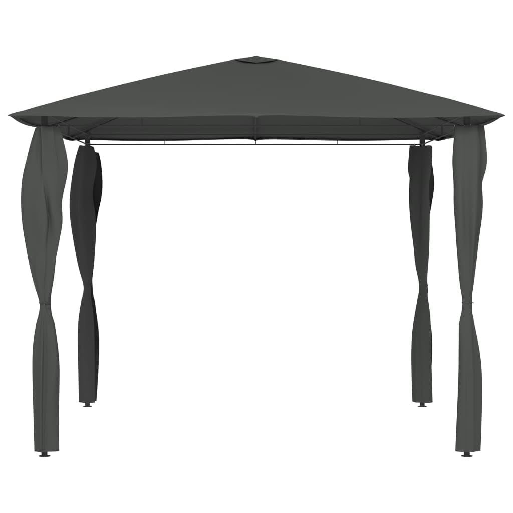 Gazebo da giardino 3 x 3 x 2,6 m, antracite, con coperture per pali e robusto telaio in acciaio, per giardino, terrazza, barbecue, picnic e feste di famiglia