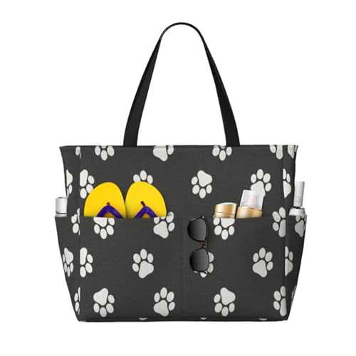 Sac de plage pattes de chien grand format pour ranger toutes vos affaires de plage