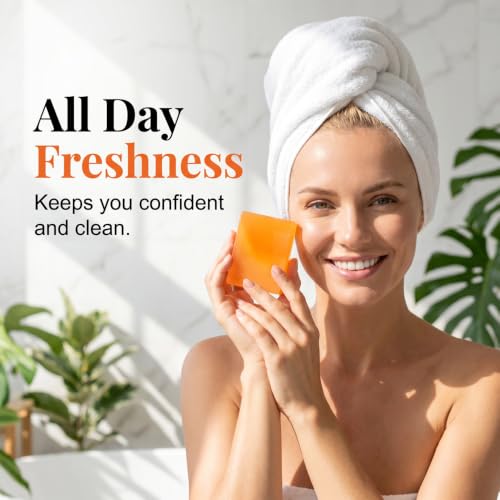 Image of Kruggo Deodorizing Persimmon Soap Bar, Citrus Scent Cleansing Bar for Adult Skin (2 pcs, A)