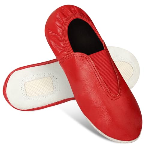 Toddler/Kids/Adult Gymnastic Goat Leather Slip-on Trampoline Tumbling Agility Gym Shoes - Rubber Sole