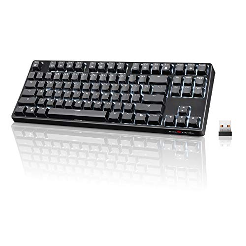 VELOCIFIRE Wireless Mechanical Keyboard, TKL02WS 87 Key Ergonomic with Brown Switches, White LED Backlit for Copywriters, Typists, and Programmers by VELOCIFIRE - Used condition - US$31.57