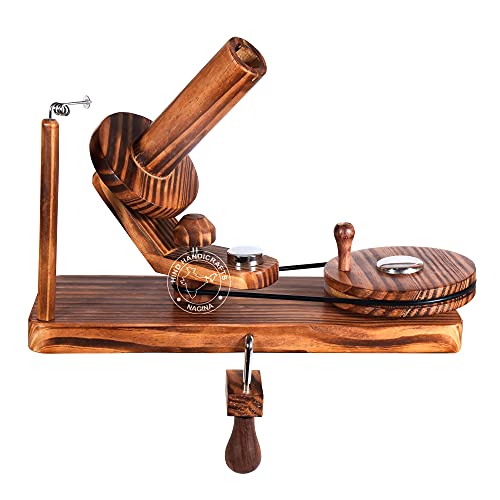 Image of Hind Handicrafts Wooden Yarn Ball Winder for Knitting Crocheting - Handcrafted - Natural Hand Operated - Knitter's Gifts Center Pull Ball Winder (Pinewood)