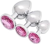 Newly 3pcs Pink Butt Toy Plug Tool for Men Women Trainer Expanding Plug Toys Stainless Steel Amal Plug Butt Toy for Couples Trainer Kit Hoodies Party RG-24