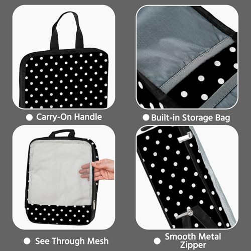 7 Pcs Compression Packing Cubes for Travel, Waterproof Suitcase Luggage Backpack Organizer with Toiletry Bag Travel Essentials for Women/Men-Polka Dots by ysnifeiw - Used condition - Image 4