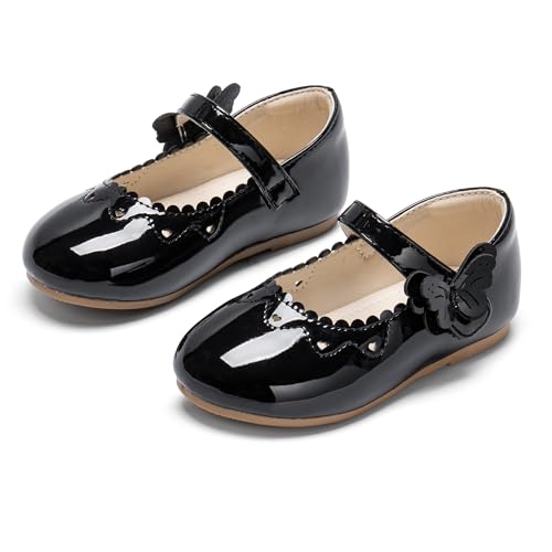 Image of PHIRAMIN Toddler Flower Girl Glitter Dress Shoes Little Girl Ballet Flats Bow Wedding Party