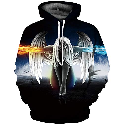 WYxiaobaozi 3D Druck Hoodie Unisex.Casual Unisex Sweatshirt 3D Gedruckt EIS Feuer Engel Hoodie Sweatshirt Hoodie Pullover Mit Taschen Paar Jacke - Yx 0250 - Baseball Uniform Für Schüler Top Coat-L/XL Cover