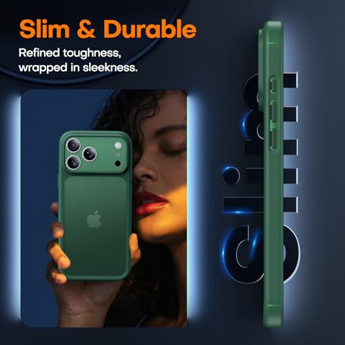 Image of TAURI for iPhone 17 Pro Case, with Screen Protector, Matte Green | Full Camera Protection, Anti-Yellowing Military-Grade Protection Shockproof Slim Phone Case for iPhone 17 Pro