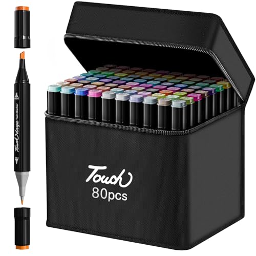 YESDEX Alcohol Markers Dual Tip - 80 Colors Art Marker Set Double Tipped for Painting, Coloring Pen, Drawing and Sketching, Alcohol Based Twin Sketch Markers Pen for Boys Girls Students Artist Adult