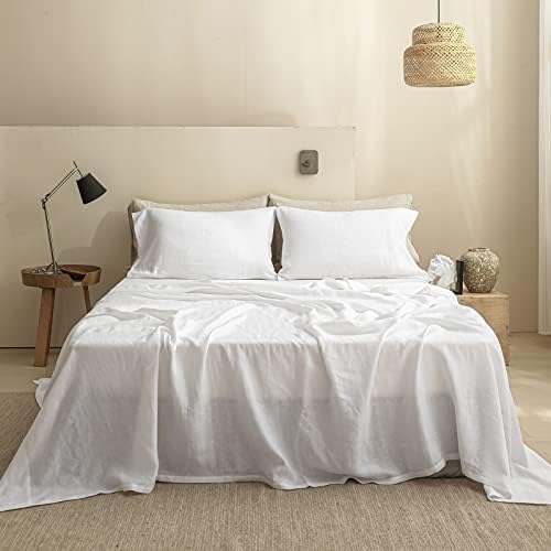 Simple&Opulence Flat Sheet, 100% Linen Basic Style Super Soft Flat Top Sheet, Stone Washed -1 Bed Sheet Only (Double 228 x 255 cm, Linen)