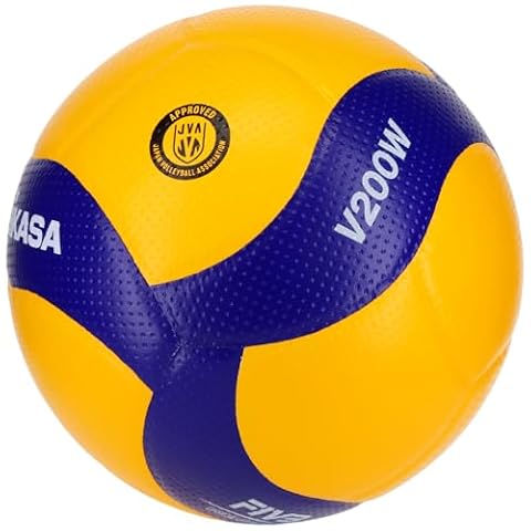 Mikasa Volleyball V200W V200W Piłka, Niebieski/Żółty, 5