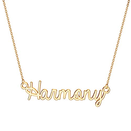 Turandoss Harmony Necklace, 14K Gold Plated Name Necklace Harmony Jewelry Gifts Gold Harmony Name Necklace for Women Jewelry Name Necklace Personalized