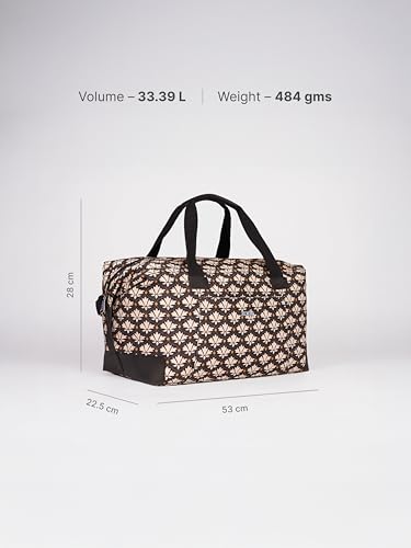 Image of ZOUK Collapsible Duffle Bag for Men and Women | Lightweight Foldable Travel Duffel Bag | Vegan Leather & Handcrafted Fabric | Water-Resistant Lining | 33L Weekend & Short Trip Bag | Bidri Kaiser