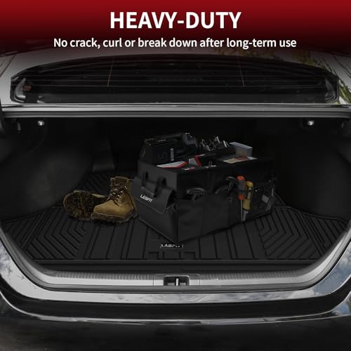 Image of LASFIT Cargo Mat for Toyota Camry 2018 2019 2020 2021 2022 2023 2024-2026 | All Weather Custom Fit Anti-Slip Pet Friendly Easy Clean TPE Trunk & Backrest Mats for 8th 9th Gen Camry, Black