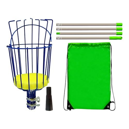 Fruit Picker Pole with Basket - Fruit Picker Orange Picker Pole | Adjustable Length Stainless Steel Efficient Fruits Catcher, Rustproof Tree Picker