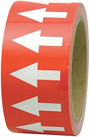 INCOM Manufacturing Directional Pipe Flow Arrow Adhesive Tape, Pipe Identification Marking, Removable Backing Liner, Red/White, 2 inch x 108 ft, PMA254