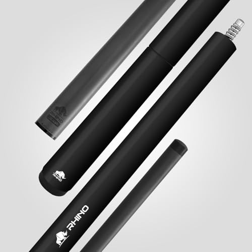 RHINO 3-Piece Jump Cue - Black - (3/8-8 Joint) - Carbon Fiber Shaft, 13.9mm Tip Diameter, Tip Finest Bakelite Material, Composite Butt