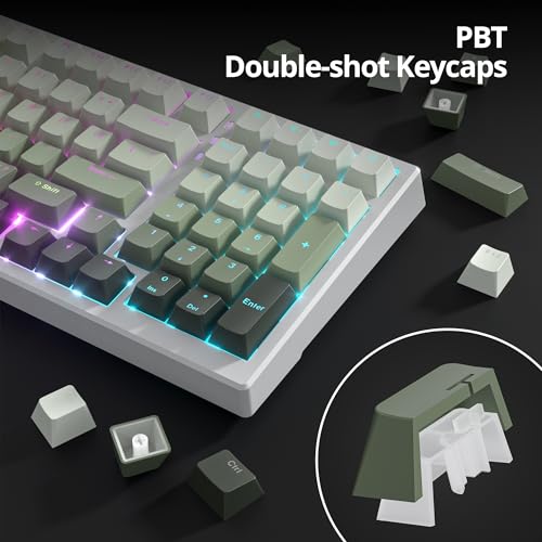 Image of PBT Gradient Green Keycaps, Shine Through Cherry Profile Keycaps, Double Shot Custom Minimalist Style for MX Switched Mechanical Keyboard