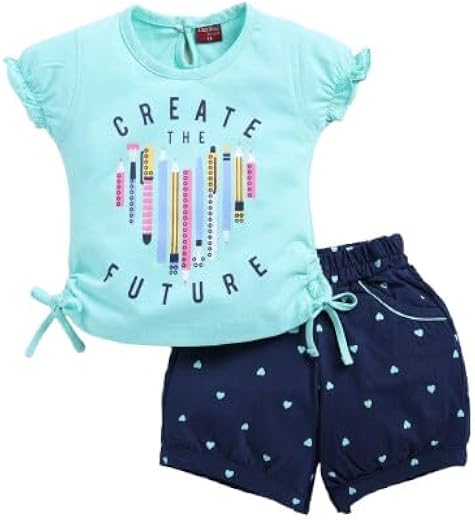 TINY BINY Girls Clothing Set | Top & Shorts Combo | Pure Cotton Casual Wear for Girls