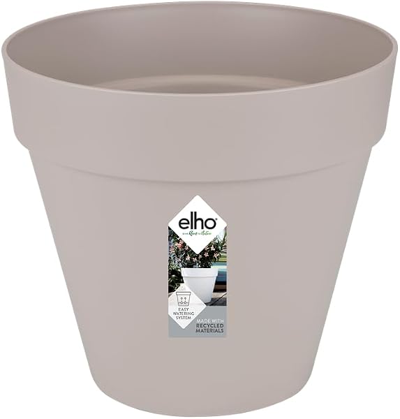 Elho Loft Urban Round 30 - Macetero por Exterior - 100% Plástico Reciclado - Ø 28.5 x H 26.0 cm - Gris/Warm Grey - 1
