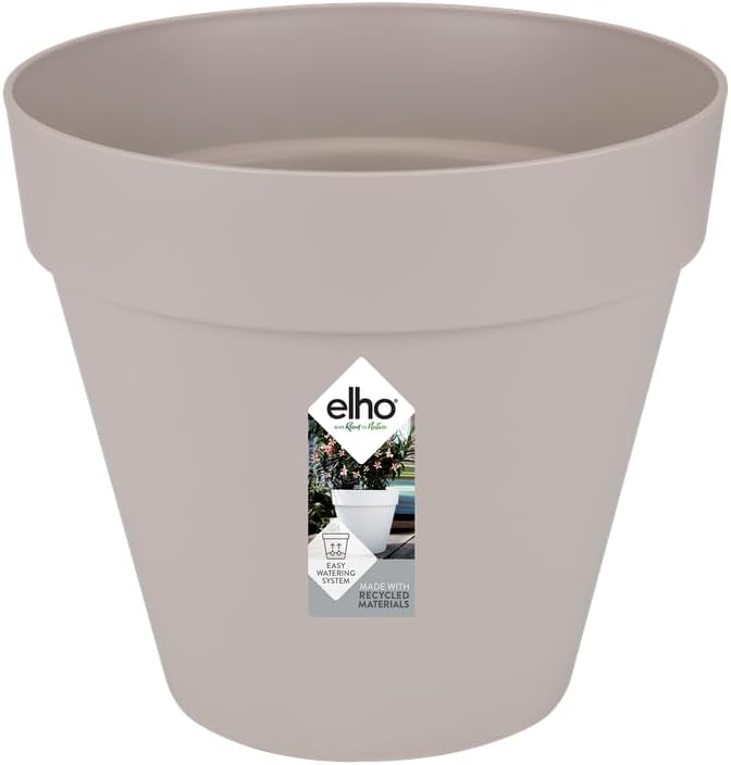 Elho Loft Urban Round 30 - Macetero por Exterior - 100% Plástico Reciclado - Ø 28.5 x H 26.0 cm - Gris/Warm Grey
