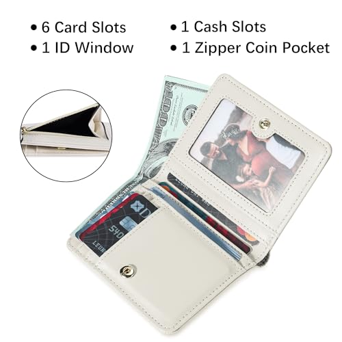 Image of Gostwo Small Wallet for Women, Slim Bifold Credit Card Holder, Compact RFID Blocking Cash Wallet, Billfolds Thin Leather Zipper Pocket, Mini Wallet Gift for Ladies Teen Girls Travel with ID Window