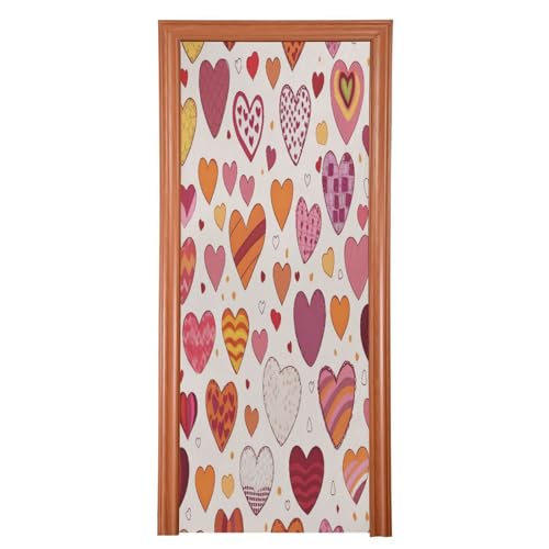 FLildon Cartoon Love Heart Valentines Day Door Cover Decoration, Party Accessory Porch Decor for Festive Ornament Room Door Covers 36 x 98 Inch