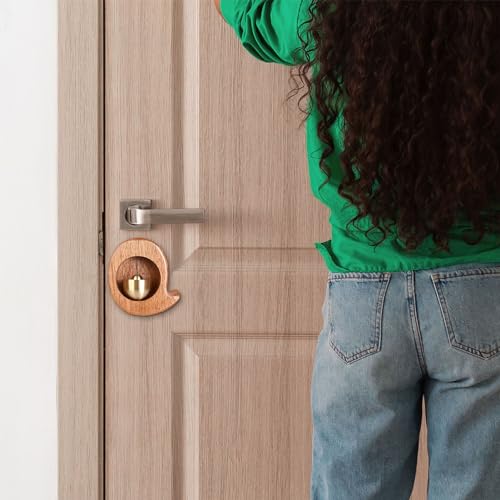 Campainha de madeira sem perfuração – Campainha magnética para porta, campainha de entrada decorativ