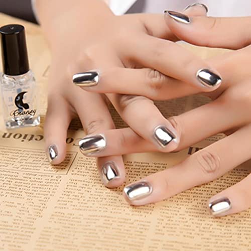 Spiegelnagellack langlebiger metallischer Nagellack Schnelltrocknungsgel Polish 6ml Silber Spiegel Nagellack 1 Flasche – Bild 3