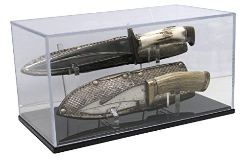 Double Knife Display Case with Sheath Holder 14in Stand Fits Custom Pocket Knives and Randall Knives