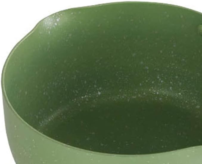 Japanese Yukihira Saucepan With Wooden Handle and Pour Spout, Nonstick Milk Soup Pan, Exquisite Small Induction Cooking Pan for Gas, Electric Stove (Avocado Green 20cm)