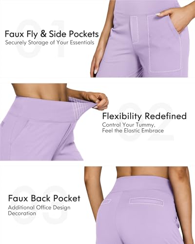 Image of G4Free EverGoing Yoga Pants Women Wide Leg Pants with Pockets High Waist Stretch Dress Casual Sweatpants Petite /Regular /Tall