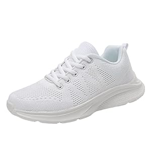 Sneakers voor dames, sportschoenen voor dames, plat, ademend, casual, met mesh-snit, lage gymschoenen met veters voor dames met hak