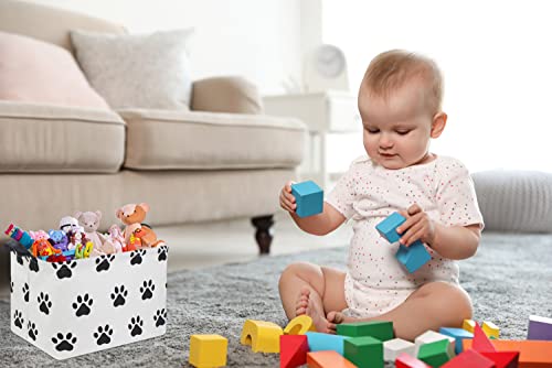 Image of Dog toy Basket Dog Toy Bin Cute Toy Storage Basket Organizer Box Kids Gift Basket Empty Rectangular Room Decor for Home(Paw)