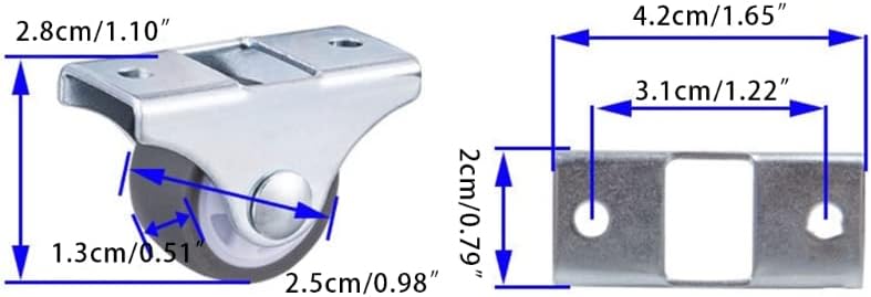 Furniture Castors Castor Wheels 8 Pcs TPE Rubber Chair Rollers Heavy Duty Office Chair Caster Wheels for Hardwood Carpet Tile Floors Furniture Hardware Casters Wheels