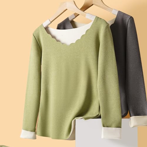Ensemble sous-vêtement thermique femme col rond en maille sans couture épaisse - 4