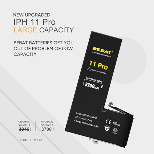 Image of Replacement for iPhone 11 PRO Battery, 3700mAh High Capacity Li-ion Polymer Replacement Battery for Model A2160 A2215 A2217 with Professional Repair Tool Kits