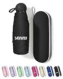 Seniny Mini Portable Travel Umbrella with Case - Compact Umbrellas for Rain & Sun UV Protection for Backpack Pocket, Lightweight Folding Small Umbrella, Tiny Purse Size UV Blocker for Kids Women Girls