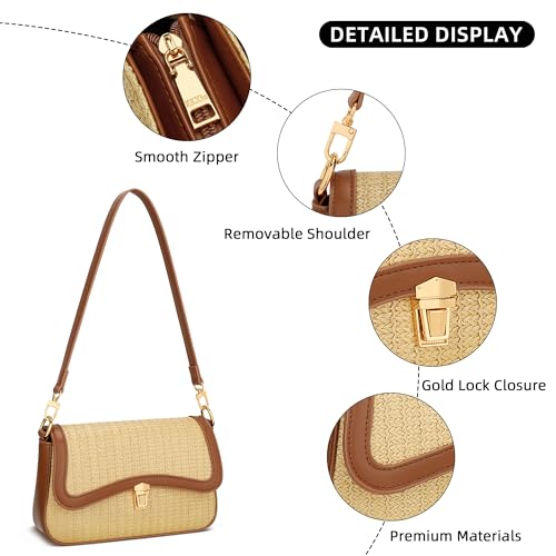 Image of KKXIU Small Shoulder Bag for Women Cute Hobo Handbags Mini Clutch Purses | Classic Trendy Retro Underarm Crossbody Bag with Detachable Straps, Zipper Closure