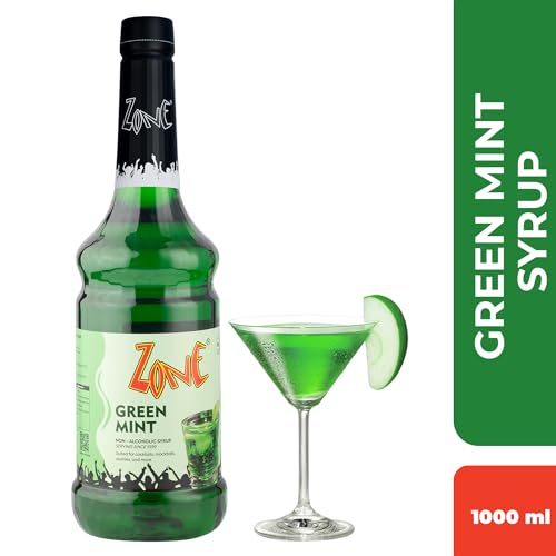 Image of Zone Flavoured Syrups 1000ml - Premium Cafe-Style Syrups for Mocktails, Cocktails, Milkshakes, Coffees, Iced Teas, Sodas & Desserts | Perfect for Home Use, Small Cafes, Bars & Gifting (Green Mint)