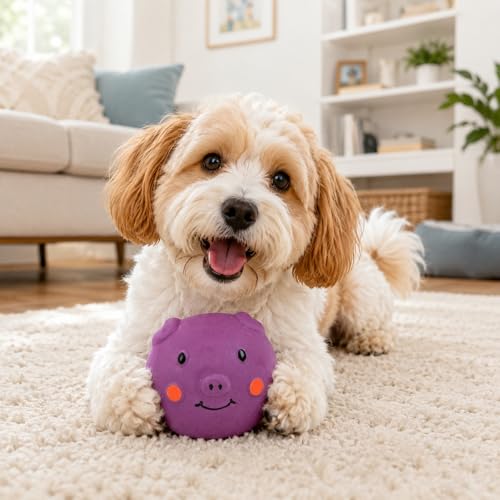Juguete Squeaky para Perros en Forma de Cerdito Morado miniatura 3