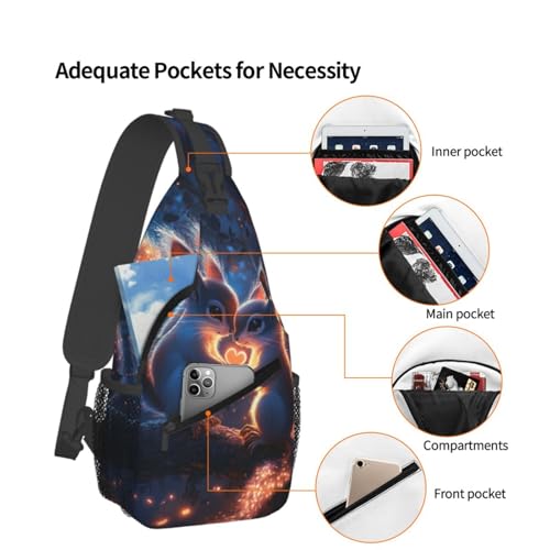 Image of Crossbody Bag Squirrel Couple Sling Bag Backpack Chest Bags Shoulder Bag for Women Men