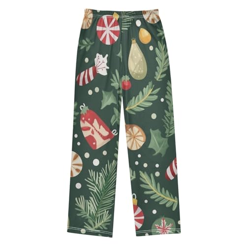 ZZXXB Candy Cane Spruce Branch Boys Long Pants Soft Trousers Elastic Waist Kids Lounge Bottoms with Pockets S-XL2