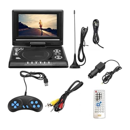 Reproductor de DVD de viaje, TV HD portátil de 7,8 pulgadas, reproductor de DVD for el hogar y el coche, VCD, CD, MP3, reproductor de DVD, tarjetas USB, juego de Cable de TV RCA, pantalla LCD giratori