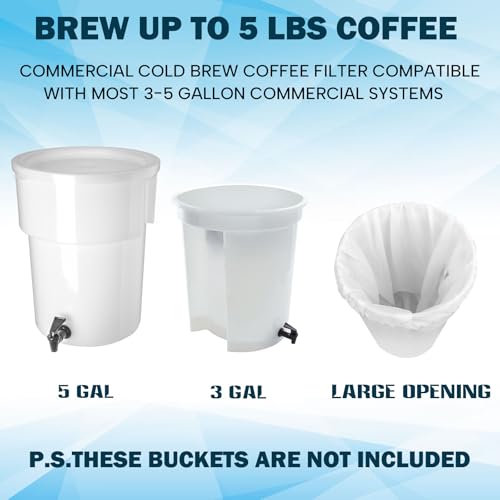 Image of 100 Piese Cold Brew Coffee Filters with Drawstring, 20 inch X 20 inch Commercial Cold Brew Bags for Commercial Model Cold Brew Coffee Makers and 5 Gallon Systems, Brew Up To 5 LBS Coffee